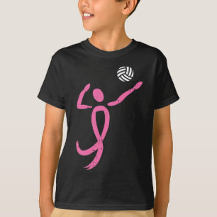 Volleyball Pink Ribbon Brustkrebs Bewusstsein Spo T-Shirt