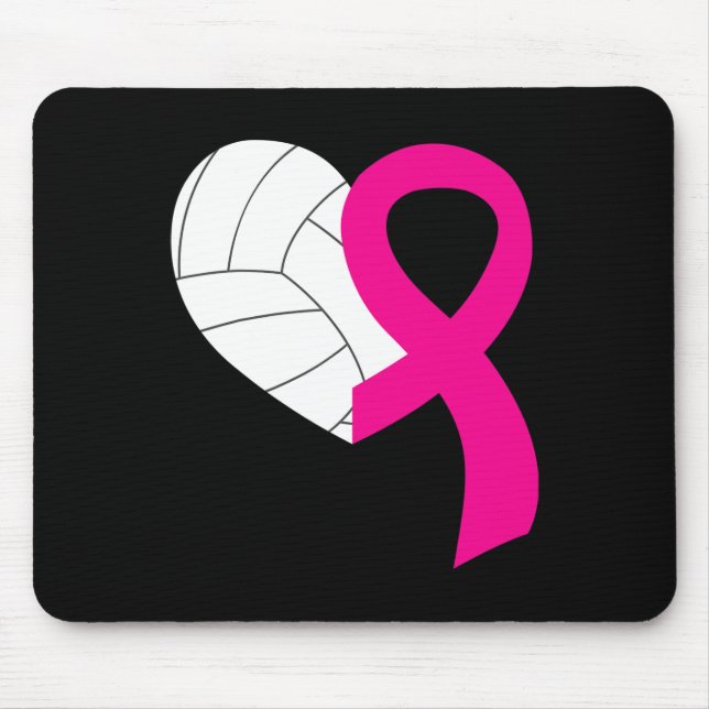 Volleyball Pink Ribbon Coole Brustkrebs-Auszeichnu Mousepad (Vorne)