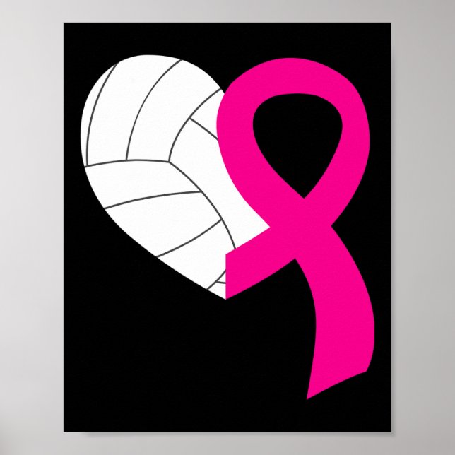 Volleyball Pink Ribbon Coole Brustkrebs-Auszeichnu Poster (Vorne)