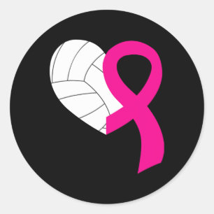 Volleyball Pink Ribbon Coole Brustkrebs-Auszeichnu Runder Aufkleber