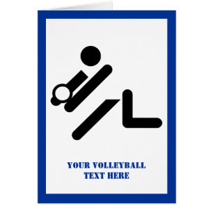 Volleyball player black, white, blue icon custom