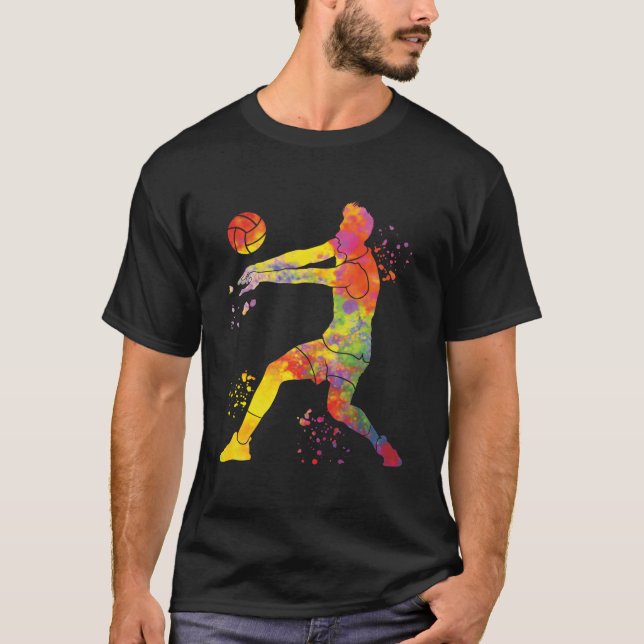 Volleyball Player Colorsplash Beach Volleyball T-Shirt (Vorderseite)