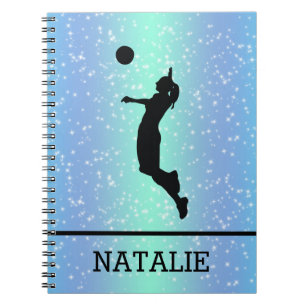 Volleyball Player Girl Sparkle Individuelle Name Notizblock
