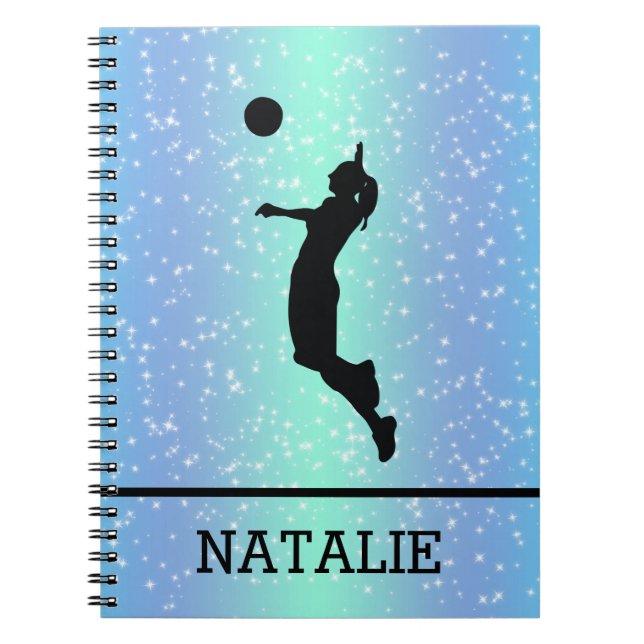 Volleyball Player Girl Sparkle Individuelle Name Notizblock (Vorderseite)