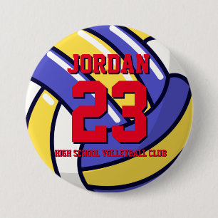 Volleyball Player Number School Sports Team Button