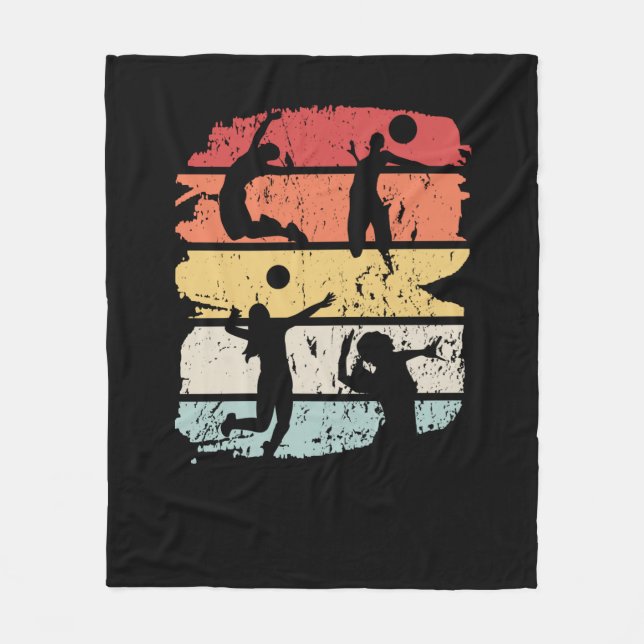 Volleyball Player Retro Fleecedecke (Vorderseite)