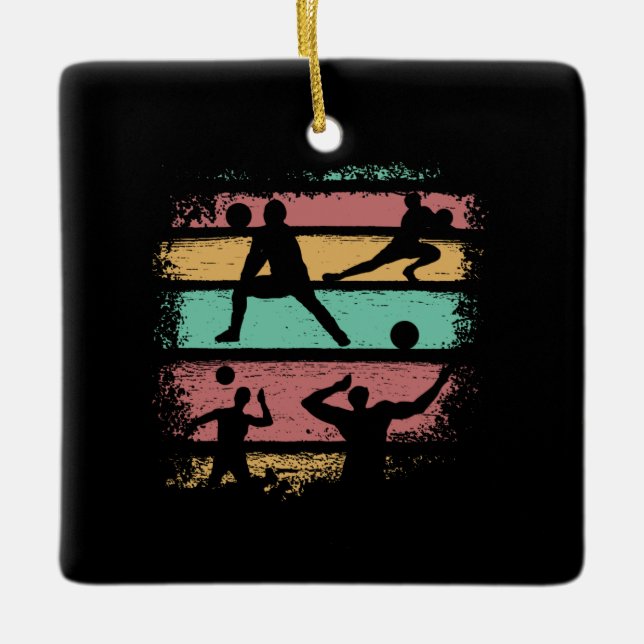 Volleyball Player Retro Keramikornament (Vorderseite)