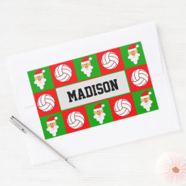 Volleyball Player Santa Clause Weihnachts-Wrapping Rechteckiger Aufkleber