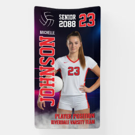 Volleyball Player Senior Class Photo Neon Light Banner
