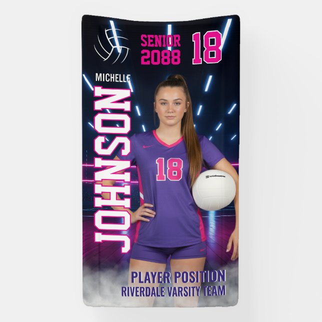 Volleyball Player Senior Night Customized Photo Banner (Vertikal)