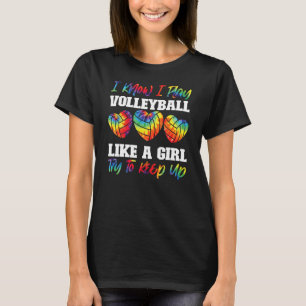 Volleyball Player Team Girl Gefärbte Krawatte Herz T-Shirt