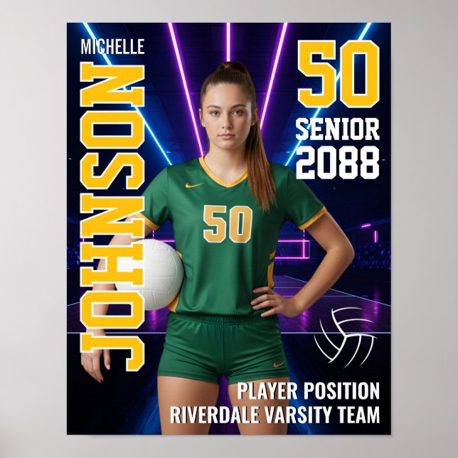 Volleyball Player Team Photo Custom Sports Senior Poster (Vorne)