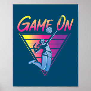 Volleyball Player Team Retro 80er 90er Spiele on Poster
