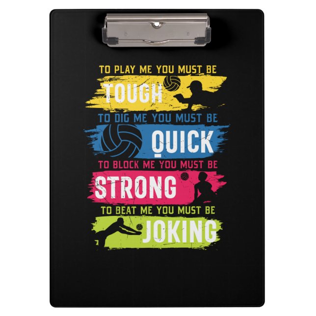 Volleyball Player | Tough Quick Strong Klemmbrett (Vorderseite)