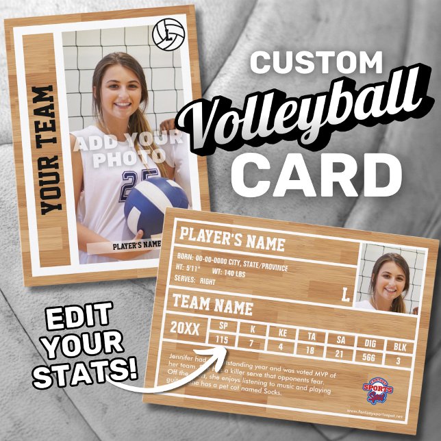 Volleyball Player Trading Card Souvenir Telefonnummerkarte (Custom volleyball player trading card.)