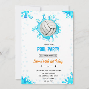 Volleyball-Pool-Geburtstagsthema Einladung