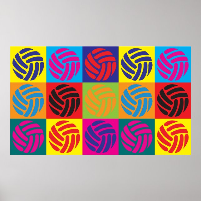 Volleyball Pop Kunst Poster (Vorne)
