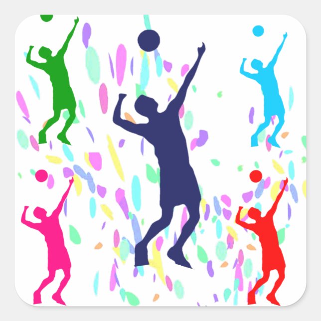 VOLLEYBALL QUADRATISCHER AUFKLEBER (Vorderseite)