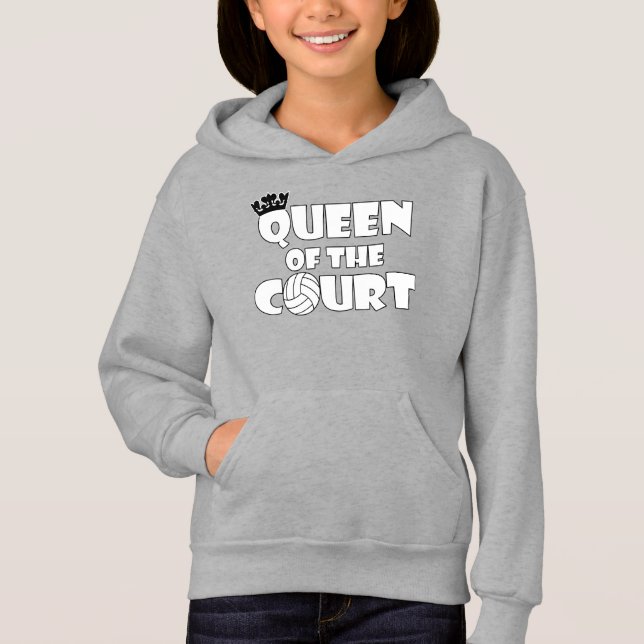 Volleyball Queen of the Court Niedlich Sports Play Hoodie (Vorderseite)