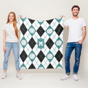 Volleyball-Raute aquamarine schwarze Mannschaftsfa Fleecedecke