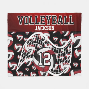 Volleyball - Red, Black and White  Fleece Blanket