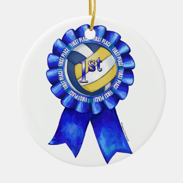 Volleyball Ribbons 1 Keramik Ornament (Vorne)