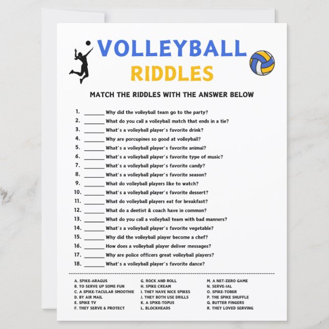 Volleyball Riddles Game (Vorderseite)