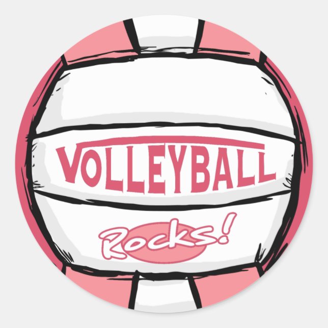 Volleyball Rocks Pink Runder Aufkleber (Vorderseite)
