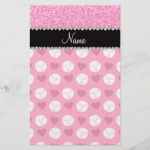 Volleyball-Rosen-Rosa-Glitter des individuellen Briefpapier