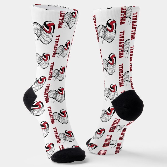 Volleyball - Rot, Schwarz, Weiß Socken (Gewinkelt)