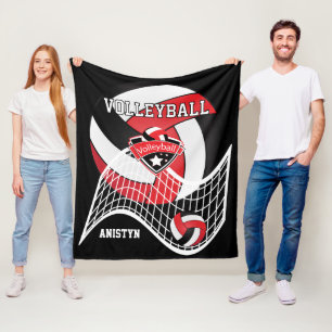 Volleyball 🏐 - Rot, Weiß und Schwarz Fleecedecke