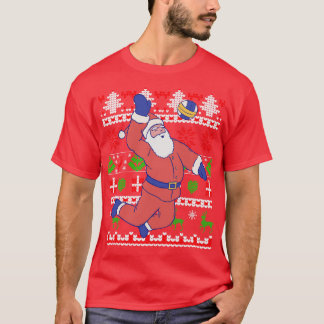 Volleyball Santa Claus Ugly Weihnachten T-Shirt