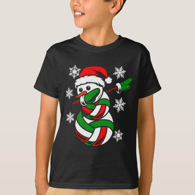 Volleyball Santa Hat Snowman Xmas Funny Volleyball T-Shirt (Vorderseite)