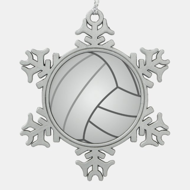 Volleyball Schneeflocken Zinn-Ornament (Vorderseite)