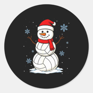 Volleyball Schneemann Frohe Weihnachten Lustiger S Runder Aufkleber
