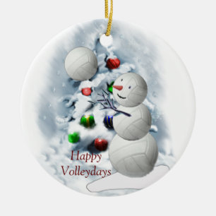 Volleyball-Schneemann-Weihnachten Keramik Ornament