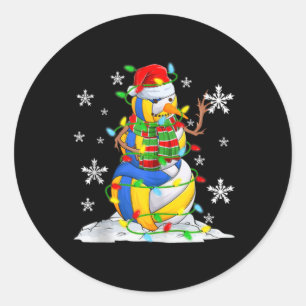 Volleyball Schneemann Weihnachtsbaum Lichter Xma Runder Aufkleber
