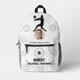 Volleyball-Schwarz-weiß-Teamlogo Bedruckter Rucksack