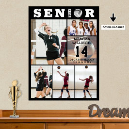 Volleyball Senior Abschluss 6 FotoCollage Poster