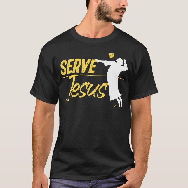 Volleyball Serve Jesus Jesus Christlich T-Shirt (Vorderseite)