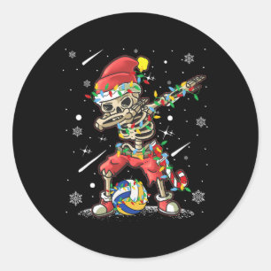 Volleyball Skeleton Weihnachts-Weihnachtsmannmütze Runder Aufkleber