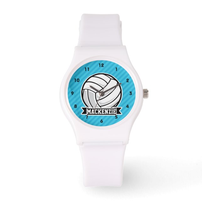Volleyball; Sky Blue Stripes Armbanduhr (Vorderseite)
