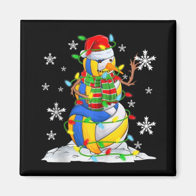 Volleyball Snowman Christmas Tree Lights Xma  Magnet (Vorne)