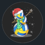 Volleyball Snowman Dabbing Funny Christmas Geschen Runder Aufkleber<br><div class="desc">Volleyball Snowman Dabbing Weihnachtsgeschenk Party</div>