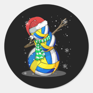 Volleyball Snowman Dabbing Funny Christmas Geschen Runder Aufkleber