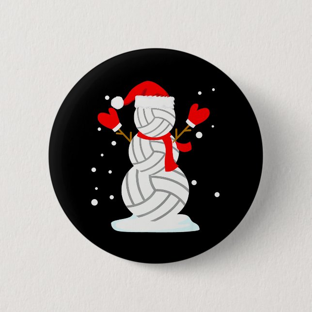 Volleyball Snowman Funny Christmas Button (Vorderseite)
