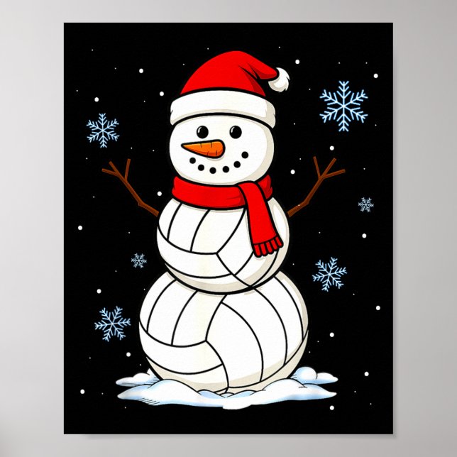 Volleyball Snowman Merry Christmas Funny Srts Xmas Poster (Vorne)