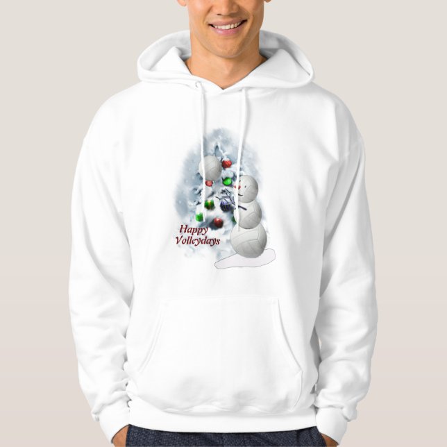 Volleyball Snowman Weihnachten Hoodie (Vorderseite)
