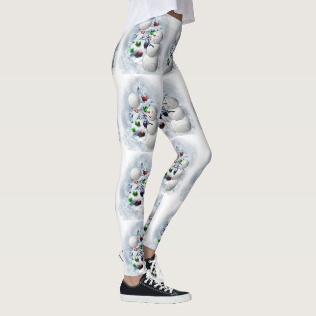 Volleyball Snowman Weihnachten Leggings (Rechts)