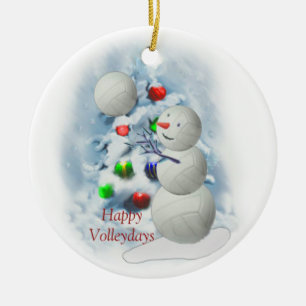 Volleyball Snowman Weihnachts-Keramik Ornament